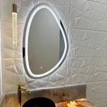 Espelho Orgânico Jateado com 3 TONS DE LED e Botão Touch 45X70cm Decorativo