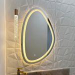 Espelho Orgânico Jateado com 3 TONS DE LED e Botão Touch 45X70cm Decorativo
