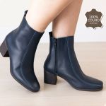 Bota em Couro Azul Marinho c/ Salto