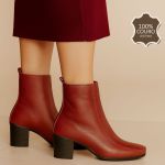 Bota em Couro Vermelho-Framboesa c/ Salto 