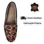 Mocassim Em Couro Leopardo