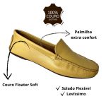 Mocassim Em Couro Amarelo Bebê