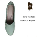 Mocassim Em Couro Verde Erva Doce
