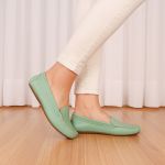 Mocassim Em Couro Verde Erva Doce