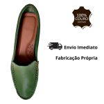 Mocassim Em Couro Verde Erva Doce