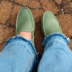 Mocassim Em Couro Verde Erva Doce