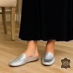 Mocassim em Couro Prata