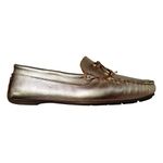 Mocassim Em Couro Ouro Branco / Laço