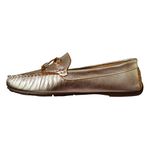 Mocassim Em Couro Ouro Branco / Laço