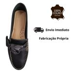 Mocassim Em Couro Preto