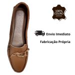 Mocassim Em Couro Capuccino / Laço