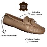 Mocassim Em Couro Creme / Laço