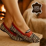 Mocassim Em Couro Zebra / Vermelho