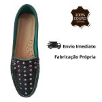 Mocassim Em Couro Verde / Spike