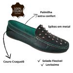 Mocassim Em Couro Verde / Spike