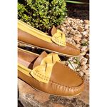 Mocassim Em Couro Caramelo / Amarelo