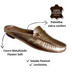 Mocassim em Couro Ouro Branco