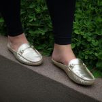 Mocassim em Couro Ouro Branco