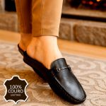 Mocassim em Couro Preto