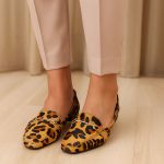 Sapatilha Em Couro Leopardo