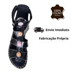 Avarca Em Couro Preto