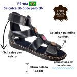 Avarca Em Couro Preto