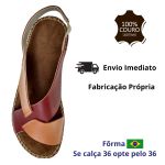 Avarca em Couro Vermelho e Laranja