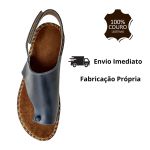 Avarca Em Couro Azul Marinho