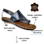Avarca Em Couro Azul Marinho