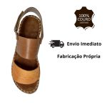 Avarca Em Couro Laranja / Capuccino
