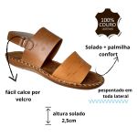 Avarca Em Couro Laranja / Capuccino