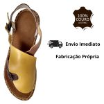 Avarca Em Couro Amarelo/Caramelo