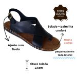 Avarca Em Couro Preto