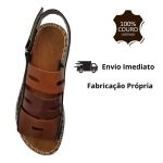 Avarca Em Couro Preto / Whisky / Café