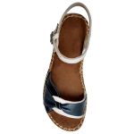 Avarca Em Couro Off White / Marinho / Preto