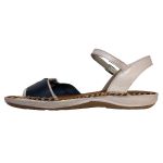Avarca Em Couro Off White / Marinho / Preto