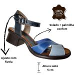 Sandália Couro Azul / Petróleo