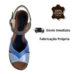 Sandália Couro Azul / Petróleo