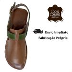 Rasteira em Couro Mármore / Verde