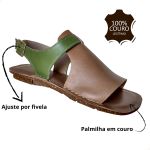 Rasteira em Couro Mármore / Verde