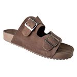 Birken em Couro / Camurça Marrom Fivela Onix