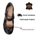 Sapatilha Em Couro Preto