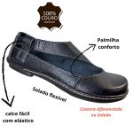 Sapatilha Em Couro Preto