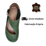 Sapatilha Em Couro Verde