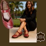 Sapatilha Em Couro Vermelho