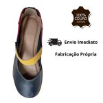 Sapatilha Em Couro Petróleo