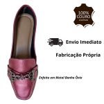 Sapatilha Em Couro Framboesa