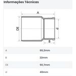 BUCHA DE REDUÇÃO LONGA ESGOTO SN 50X40MM FORTLEV