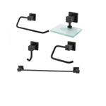 Kit Acessórios Banheiro Granada Luxo Inox 5 Pçs Preto Bolth
