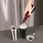 Copo Térmico Para Cerveja C/ Tampa E Abridor 700 Ml Preto Mor